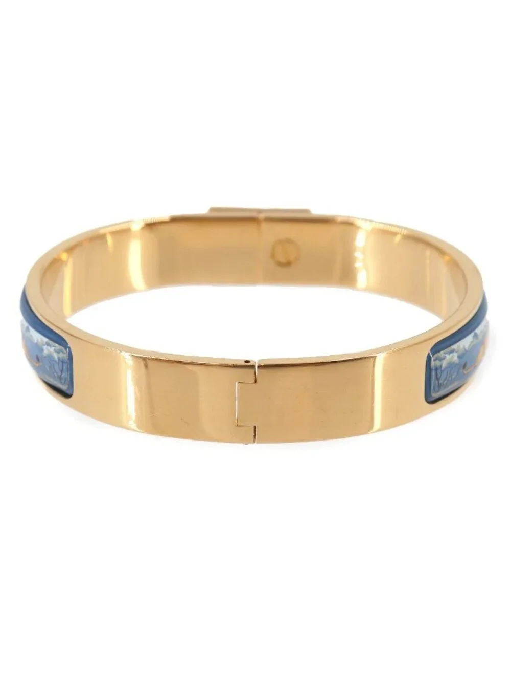 Hermes Roemaille PM Bangle Bracelet Blue Multicolor Gold Lion Email PM